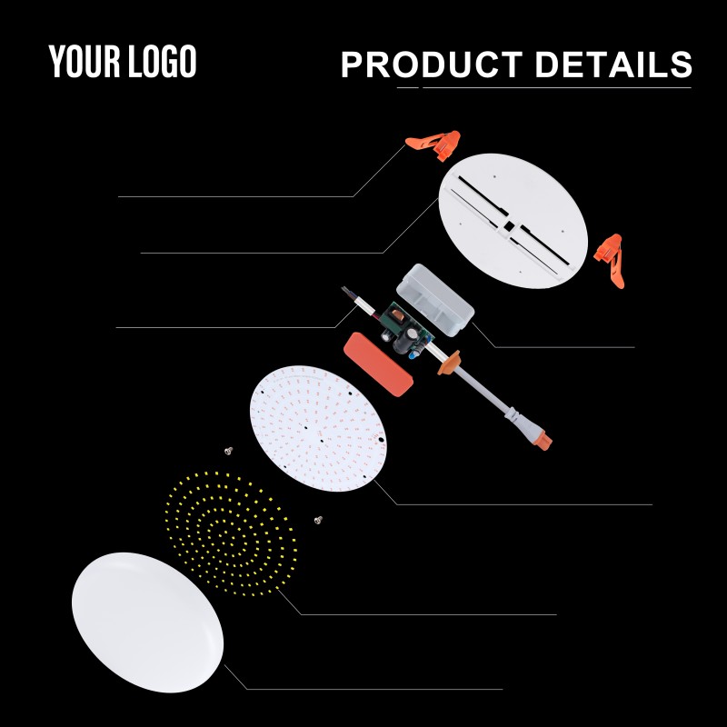 36 Вт Жақтаусыз жарықдиодты панель шамы, алюминий + ДК, темір + PP